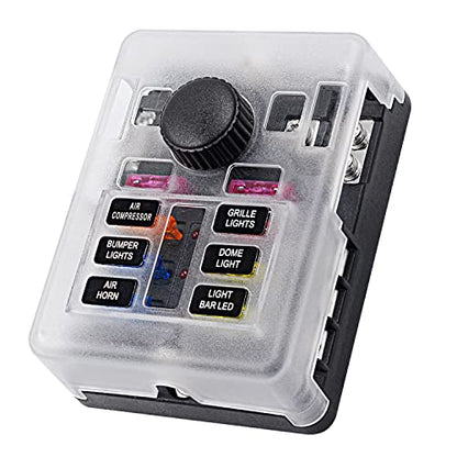 12 Volt Fuse Block, Waterproof 6 Way Fuse Box with 6 Ground Negative Busbar for Automotive[100 Amp Max] [ATC/ATO Fuses] [LED Indicator] [2 Spare Fuse Slots] for Car Boat Marine RV DC 12-24V - style: 6 Way Upgrade