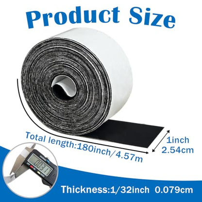 1/32" Thick x 1" W x 180" L Solid Rubber Strip Roll with Adhesive Backing - size: 1" x 1/32" x 180"