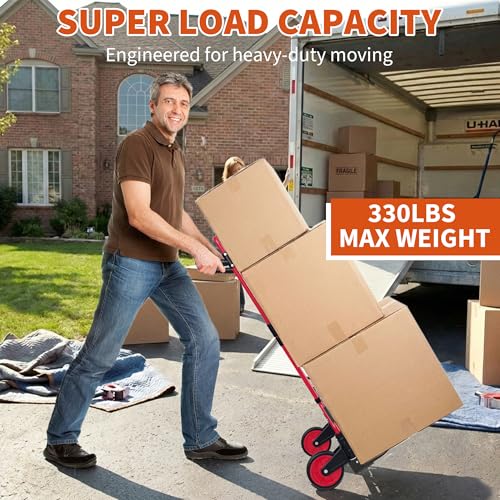 DIAMONDFORGE Folding Hand Truck Dolly Cart, 330 LBS Capacity Heavy Duty Foldable Dolly Cart with Wheels and 360° Rotating Handle, Aluminum Portable Handcart for Moving Boxes, Shopping, Red Black - color: Red Black, size: 330 lbs