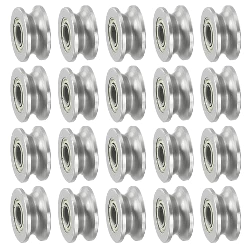 PATIKIL V-Groove Bearing, 20 Pack 4x13x6mm V Groove Guide Pulley Carbon Steel Sealed Ball Bearings Rail Roller Bearing Wheel for Track Liner Motion System - size: 4x13x6mm