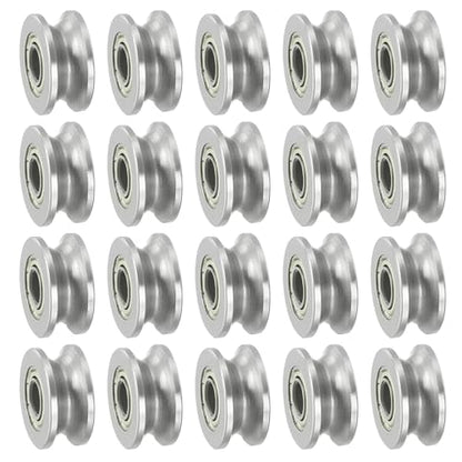 PATIKIL V-Groove Bearing, 20 Pack 4x13x6mm V Groove Guide Pulley Carbon Steel Sealed Ball Bearings Rail Roller Bearing Wheel for Track Liner Motion System - size: 4x13x6mm