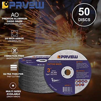 50-Pack Die Grinder Cut Off Wheel,3" x1/16 x3/8" Cutting Disc for Metal&Stainless Steel - style: 3"x1/16"x3/8"(50-PK)