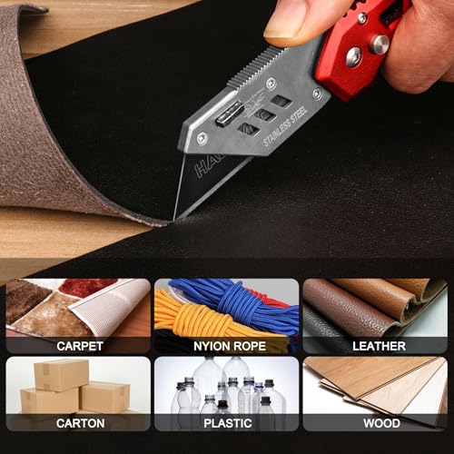 HAUTMEC Utility Knife Blades 50-Pack, Ultra-Sharp SK2H Black Rust-Resistant Blades with Safety Dispenser, Standard Size Replacement Blades for Box Cutters & Utility Knives - style: 50 PCS | SK2H
