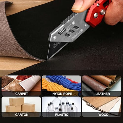 HAUTMEC Utility Knife Blades 50-Pack, Ultra-Sharp SK2H Black Rust-Resistant Blades with Safety Dispenser, Standard Size Replacement Blades for Box Cutters & Utility Knives - style: 50 PCS | SK2H