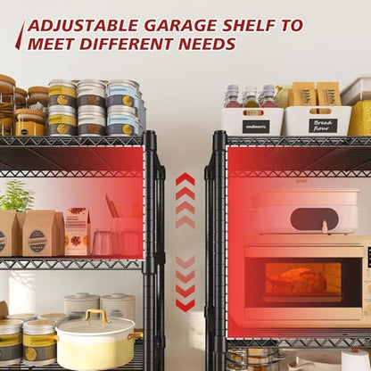 Storage Shelves - 6 Tier Metal Shelving Unit, 14" D × 30" W × 70" H - color: Black, size: 14"D X 30"W x 70"H, 6 Tier