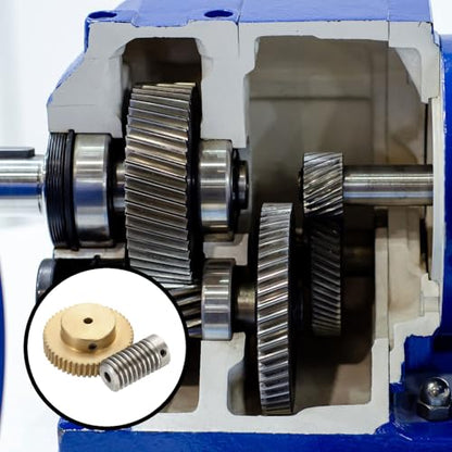 uxcell Worm Gear Set 50T 1:50 Reduction Rate1045 Steel Rod 5mm Bore - size: Gear-4mm, Rod-5mm Bore, style: 0.8M-50T