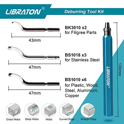LIBRATON Deburring Tool with 11 High Speed Steel Blades, 360 Degree - style: 11Blades(Mixed 3 Types) A