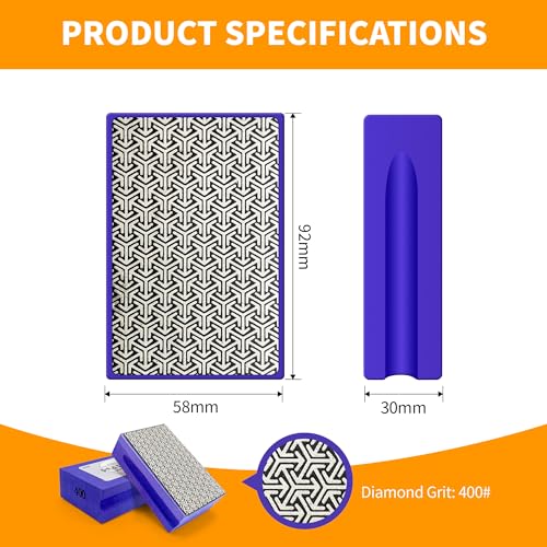Diamond Hand Polishing Pads,400 Grit Diamond Sanding Pads with Foam Backing Tile Tools Polishing Pad Sanding Block Polishing forGlass Wood Ceramic Marble Metal 1pcs - color: purple