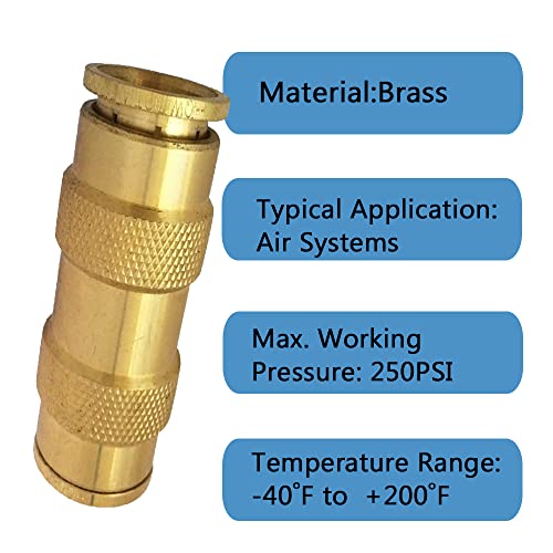 3/8" Tube OD Push-to-Connect Pneumatic Fittings Set - DOT Air Brake Line Fittings, 10pcs Air Hose Quick Connect Fittings - color: 10pcs DOT Air Fittings Union, size: 3/8 Inch