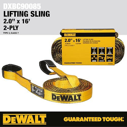 DEWALT 2"×16', 2-Ply, Type 3, Class 7 Heavy-Duty Lifting Sling, 1-Pack - size: 2” x 16’, style: Single