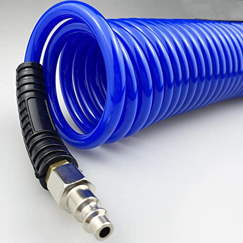Darnassus PU Recoil Air Hose Compressor Tube with 1/4" Swivel Fittings - color: Blue, size: 10 FT