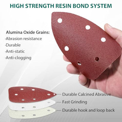 HYCHIKA 60PCS Sander Sandpaper, Detail Sander Sandpaper Assorted 60/80/100/120/180/240 Grits with 6 Holes for Wood Sanding, Fit HYCHIKA 140W Detail Electric Sander(Model Number: ‎TX104) - style: 60 Sanderpapers