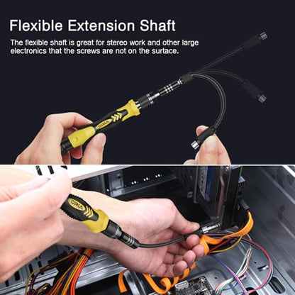ORIA Small Screwdriver Set, 61 in 1 Precision Screwdriver Set with 57 Bits, Mini Screwdriver Repair Tools with Extension Rod for Mobile Phone, Game Console, Tablet, Yellow - color: Yellow