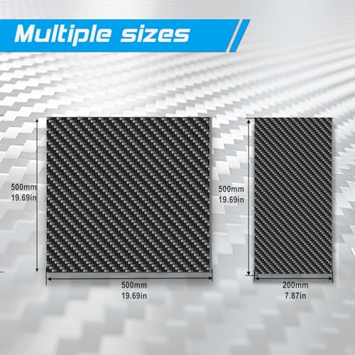 Carbon Fiber Sheet 2-Pack 200X500X3.0MM 3K Carbon Fiber Laminate for CNC RC Drone Automotive(Twill Weave Matte Finish, 500 * 200 * 3mm*2-Pack) - size: Twill Matte 500*200*3-2Pcs