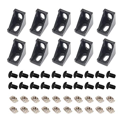 10PCS Extruded Aluminum Profile 2028 Corner Bracket Right Angle with Screws for 6mm Slot Aluminum Extrusion Profile 2020 Series (2028-Black-10 with Screws) - style: 2028-Black-10 with screws