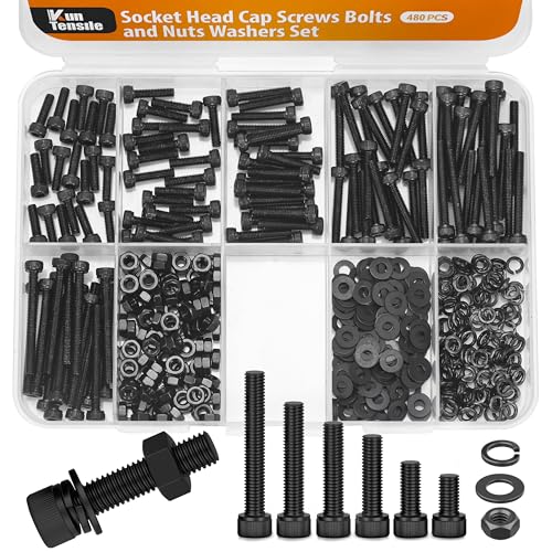 12.9 Grade M3 Screws Assortment Kit, 480pcs Bolts and Nuts Washers Set - size: M3 Bolts and Nuts Washers 10-30mm