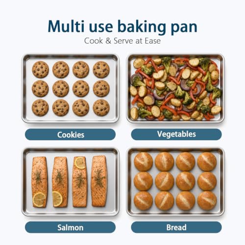 17.5×13 Inch Stainless Steel Baking Sheet, 2 Pack Heavy Duty Oven Pan