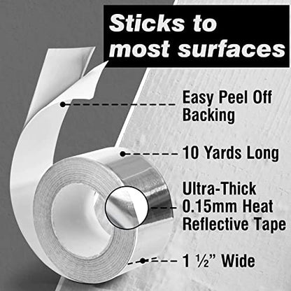 Impresa High Temperature Aluminum Foil Tape - 30 ft x 1.5 in, 0.15 mm Thick, Silver - Heat Resistant Sealing & High Heat Tape - Waterproof & Extra Thick Ductwork Sealer