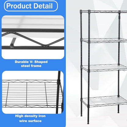 PayLessHere | 4-Tier Wire Shelf | 18"x12"x44" | Black - color: Black, size: 18"D x 12"W x 44"H