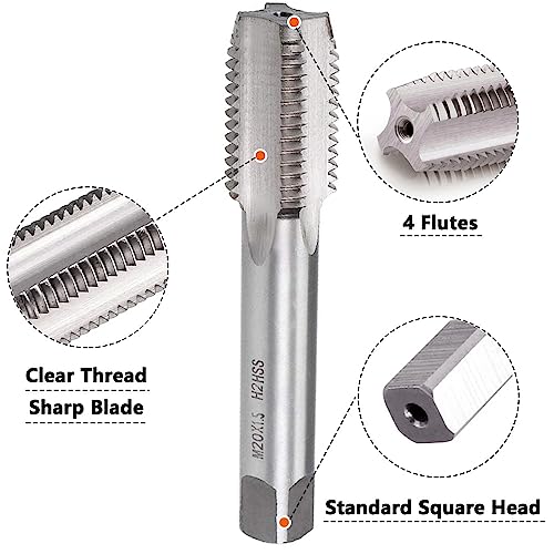 M20 X 1.5 Metric Tap and Die Set M20 X 1.5mm HSS Straight Fluted Machine Thread Right Hand Screw Tap and Round Threading Die - color: m20*1.5