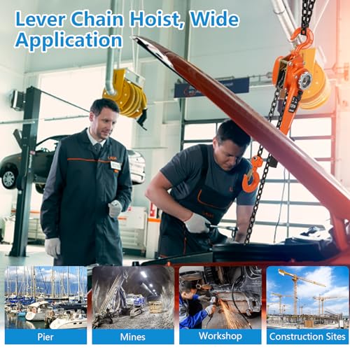 1.5T 3000LBS Manual Lever Chain Hoist - 20FT Lift Heavy Duty Chain Hoist with 2 Hooks, 360 Rotation Hook, Mechanical Efficiency, High-Quality G80 Lifting Chain - color: 1.5 Ton, size: 20 Ft Lift Lever Hoist