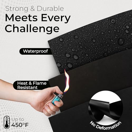 Exactly Rubber - Commercial Grade Silicone Sheet, 60A Durometer Silicone Mat, -80 to 450°F Temperature Resistant Rubber Mat, Rubber Sheet with 350% Elongation, Made in the USA, 1/16 x 18” x 18”, Black - color: Black, size: 1/16 x 18 x 18