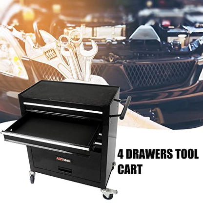 Lockable 4-Drawer Rolling Tool Chest, Black - color: Black, size: 4 drawer