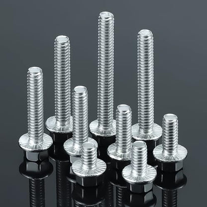 1/4-20 x 1-1/2" Flanged Hex Bolts (20 pcs), 18-8 (304) Stainless Steel, External Hex Drive, Hexagon Head Bolts Screws with Flange Washer, Fayeploo - color: Silver, size: 1/4-20 x 1-1/2