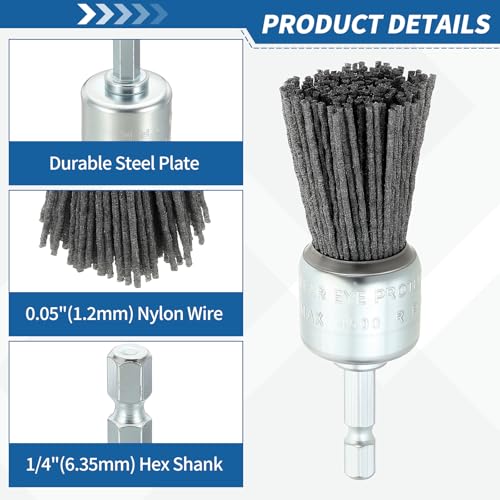 9Pack Wire Brush for Drill Set with 1/4" Hex Shank