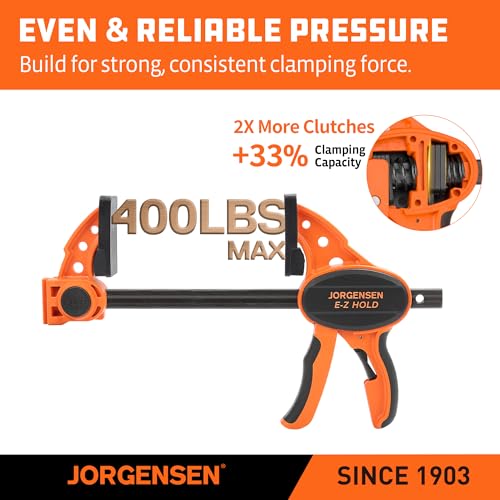 Jorgensen 6" E-Z Hold Medium-Duty Bar Clamps, 400 lbs Load Limit, 2-Pack - size: 6 Inch