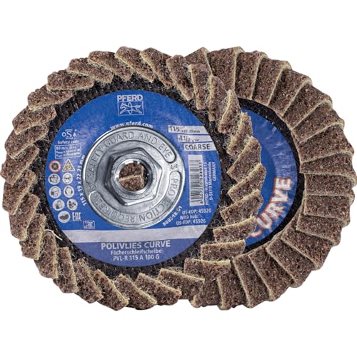 PFERD POLIVLIES® Curve Flap Disc, PVL-R, 4-1/2" x 5/8-11, Medium Grit, Aluminum Oxide, Surface Conditioning Wheel (Pack of 1) - Part 45926 - size: 4-1/2" x 5/8-11