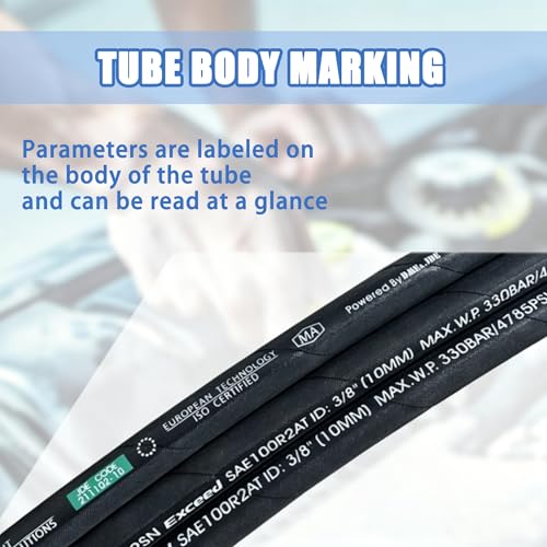 Jooptoolwook Hydraulic Hose Swivel Assembly 3/4" Hydraulic Hose with Female JIC X Female JIC 18" Long 3118 psi, Black - size: 26711-12-12-18in