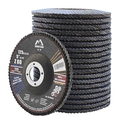 Merryland 20 Pack 80 Grit Flap Disc 5 inch Metal T29 Flap Wheel - style: Z80 20PCS