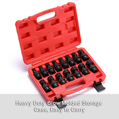 CASOMAN 15 PCS 3/8" Drive Standard Universal Impact Socket Set, 6-Point, Metric, 8mm - 22mm - size: 15 PC Metric 3/8" Dr. (Shallow)