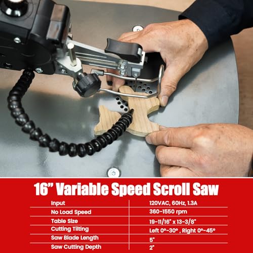 BUCKTOOL 16-Inch Scroll Saw, 1.3A Power Scroll Saws for Woodworking