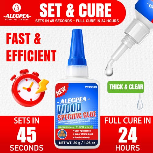 ALECPEA Wood Glue, Thick CA Glue for Wood, 30g with 3 Droppers - color: Wood Glue