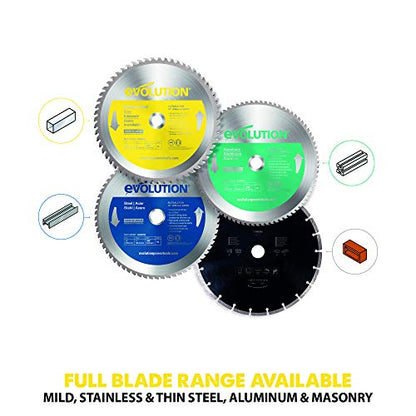 Evolution Power Tools 12BLADESS Stainless Steel Cutting Saw Blade, 12-Inch x 80-Tooth, Yellow - size: 12 Inch, style: Stainless Steel