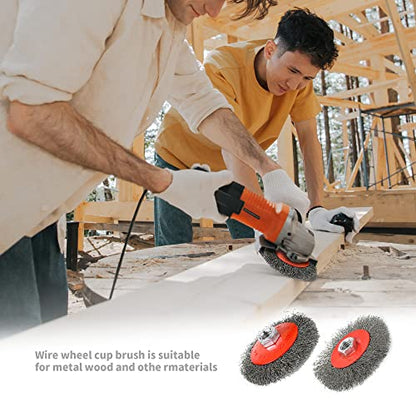 Wire Wheel for Angle Grinder Heavy Duty Carbon Knotted & Crimped Cup Set
