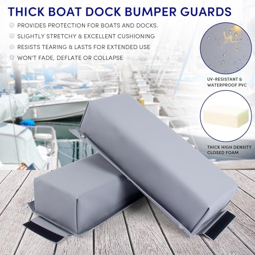 Dock Bumper,Dock Bumper Guard with Screws,Boat Dock Bumper for Boat Dock Vertical Pole Post or Corner Dock,PVC Piling Bumper-Post Bumper for Horizontal Deck or Pier Fenders - style: Grey 4Pack Total 64IN