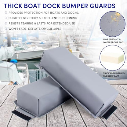 Dock Bumper,Dock Bumper Guard with Screws,Boat Dock Bumper for Boat Dock Vertical Pole Post or Corner Dock,PVC Piling Bumper-Post Bumper for Horizontal Deck or Pier Fenders - style: Grey 4Pack Total 64IN