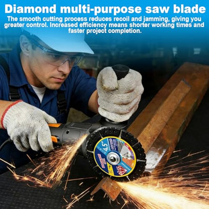 5 Pack Diamond Multi-Purpose Saw Blades, 4.5" Diamond Blade for Angle Grinder, Versatile Cutting Disc for Cutting Tile, Marble, Quartz, Stone, Metal & Plastic, Wet or Dry Use