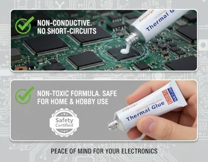 Easycargo 10g Thermal Glue, Silicone Thermal Conductive Adhesive for GPU VRM VRAM LED Heatsink IC Chips, Non-Conductive Permanent Bonding for MOSFET Transistors 3D Printer PCB TEC1-12706 Peltier RTV