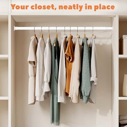Metal Closet Rod 1.3" Heavy Duty Adjustable Hanging Rod 17-75 Inch - color: Matte White, size: 17-75 IN