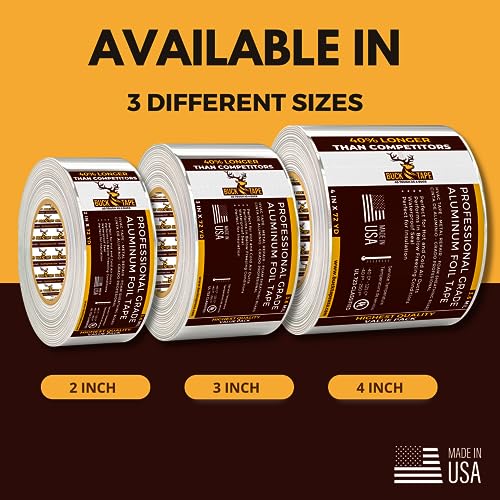 Buck Aluminum Foil Tape – 3 Inch x 216ft (72 yd), 3.6 Mil – HVAC Tape for Ductwork, AC, Dryer Vents & Insulation – Silver Foil Tape for Metal Repair, Exhaust Sealing & Air Conditioning (1 Pack) - size: 3 Inch, style: 1 Pack