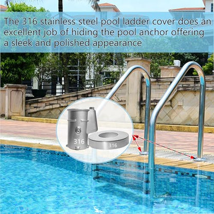 2Pack Pool Ladder Handrail Anchors Kit for Concrete Heavy-Duty 316 SS