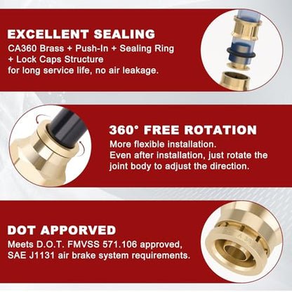 DOT Approved Male Straight Brass Union 3/8" Tube x 1/8" NPT, 10PCS - size: 3/8" OD x 1/8" NPT