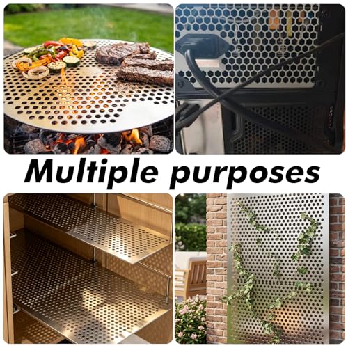 Perforated Stainless Steel Sheet, 0.2" Aperture (About 1/5",5mm), 304 Stainless Steel Mesh Panel, Flue Ventilation, Filtration, Speaker Grille(2pcs 16'' x 11.9'' Rectangle) - color: 2pcs 16'' x 11.9'' Rectangle