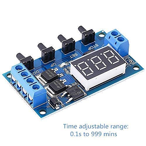 Programmable Timer Delay Relay Module DC 5V-36V Adjustable On/Off Cycle Timer Switch with Dual MOS Output Digital Display Emergency Stop Protective Case for Smart Home Automation DIY Electronics