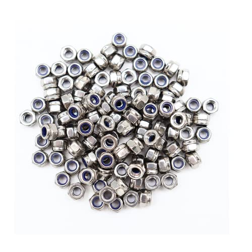 M3‑0.5 Lock Nuts, 300Pcs Stainless Steel Nylock Insert Locking Nuts - size: M3x0.5mm, 300 Pack