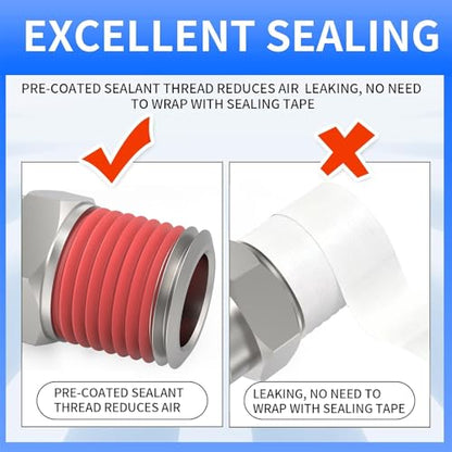 ChillWaves Automotive T-Style Air Plug, 1/4" NPT Male Pneumatic Plugs, Air Compressor Accessories Fittings(10-PACK) - size: 1/4" MNPT(1/4" Body)